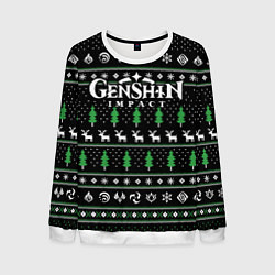 Мужской свитшот Новогодний свитер - Genshin impact