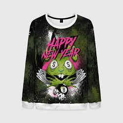 Свитшот мужской Geen rabbit happy new year, цвет: 3D-белый