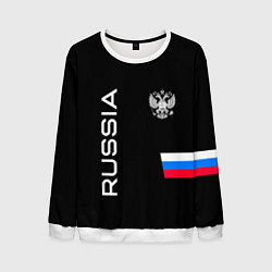 Мужской свитшот Россия и три линии на черном фоне