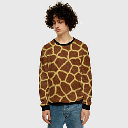 Свитшот мужской Текстура жирафа, цвет: 3D-черный — фото 2