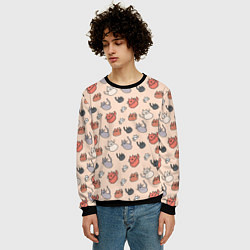 Свитшот мужской Коты рисованные, цвет: 3D-черный — фото 2