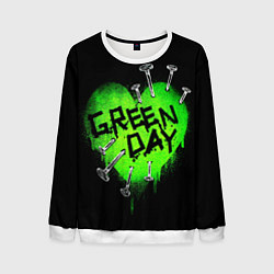Свитшот мужской Green day heart nails, цвет: 3D-белый