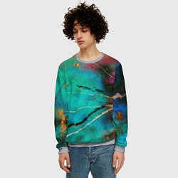 Свитшот мужской Светло-зелёный туман, краски и тени, цвет: 3D-меланж — фото 2