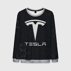 Мужской свитшот Tesla логотип - матовое стекло