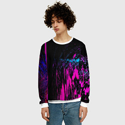 Свитшот мужской Фиолетовые линии и нейроны, цвет: 3D-белый — фото 2