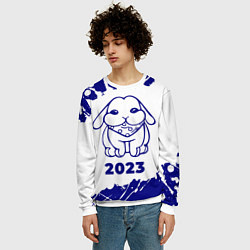 Свитшот мужской Кролик НГ с банданой на светлом, цвет: 3D-белый — фото 2