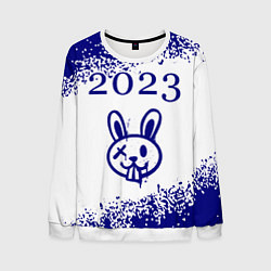 Свитшот мужской Кролик 2023 в стиле граффити на светлом, цвет: 3D-белый