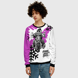 Свитшот мужской New Year: Santa Biker, цвет: 3D-черный — фото 2