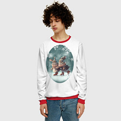 Свитшот мужской Милые новогодние кролики катаются на коньках, цвет: 3D-красный — фото 2