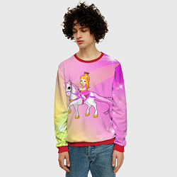 Свитшот мужской Принцесса с золотыми волосами на лошади, цвет: 3D-красный — фото 2