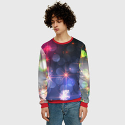 Свитшот мужской Поп арт неоновые звезды космического неба, цвет: 3D-красный — фото 2