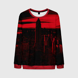 Свитшот мужской Город в красном цвете, цвет: 3D-красный