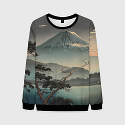Свитшот мужской Великий вулкан Фудзияма, цвет: 3D-черный