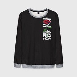 Свитшот мужской Цветы иероглифы череп, цвет: 3D-меланж