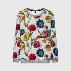 Свитшот мужской Эффект вышивка летний узор, цвет: 3D-меланж