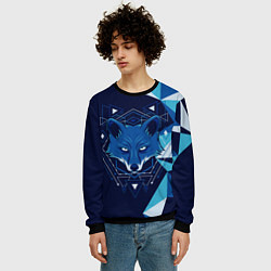Свитшот мужской Голова синей лисы, цвет: 3D-черный — фото 2