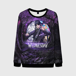 Свитшот мужской Уэнсдэй играет на виолончели арт, цвет: 3D-черный