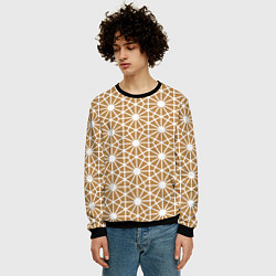 Свитшот мужской Золотисто-белый узорчатый паттерн, цвет: 3D-черный — фото 2
