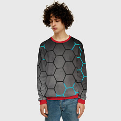 Свитшот мужской Броня текстура неоновая, цвет: 3D-красный — фото 2