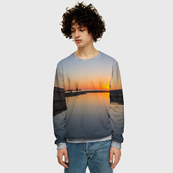 Свитшот мужской Санкт-Петербург, закат на Финском заливе, цвет: 3D-меланж — фото 2