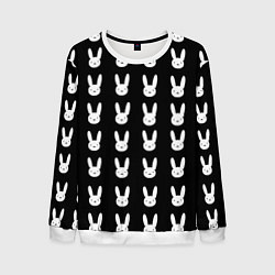 Свитшот мужской Bunny pattern black, цвет: 3D-белый