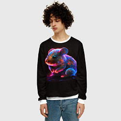 Свитшот мужской Неоновый хомячок, цвет: 3D-белый — фото 2