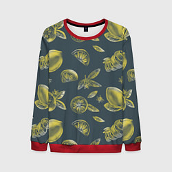 Свитшот мужской Лимоны в карандаше на сером фоне, цвет: 3D-красный