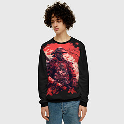 Свитшот мужской Самурай среди листьев, цвет: 3D-черный — фото 2