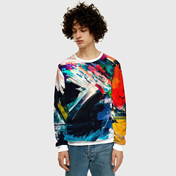 Свитшот мужской Разноцветные мазки краски, цвет: 3D-белый — фото 2