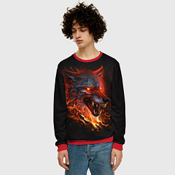 Свитшот мужской Огненный злой волк с красными глазами, цвет: 3D-красный — фото 2