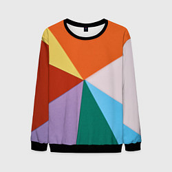 Свитшот мужской Разноцветные пересекающиеся треугольники, цвет: 3D-черный