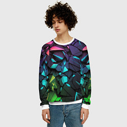 Свитшот мужской Неоновые абстрактные каменные плиты, цвет: 3D-белый — фото 2