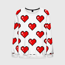 Мужской свитшот Сердца в стиле пиксель-арт