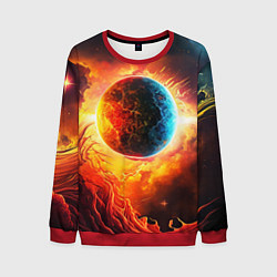 Свитшот мужской Планета в огненном космосе, цвет: 3D-красный