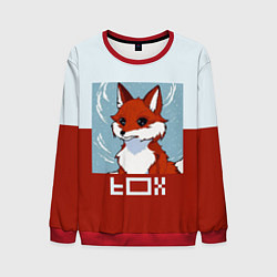 Свитшот мужской Пиксельная лиса с надписью fox, цвет: 3D-красный