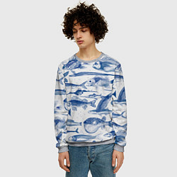 Свитшот мужской Морские рыбы, цвет: 3D-меланж — фото 2