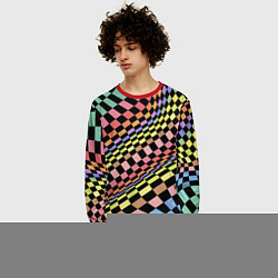 Свитшот мужской Colorful avant-garde chess pattern - fashion, цвет: 3D-красный — фото 2