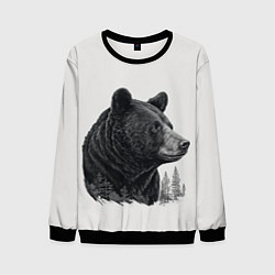 Свитшот мужской Нарисованный медведь, цвет: 3D-черный