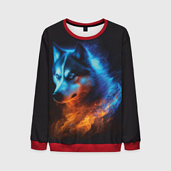 Свитшот мужской Водно-огненная стихия волка, цвет: 3D-красный