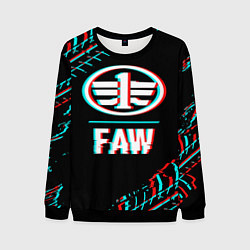 Свитшот мужской Значок FAW в стиле glitch на темном фоне, цвет: 3D-черный