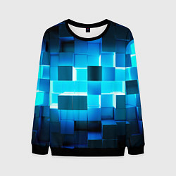 Свитшот мужской Неоновые кубы с подсветкой, цвет: 3D-черный