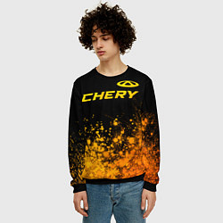 Свитшот мужской Chery - gold gradient: символ сверху, цвет: 3D-черный — фото 2