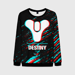Мужской свитшот Destiny в стиле glitch и баги графики на темном фо