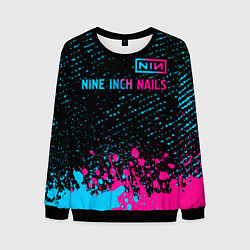 Мужской свитшот Nine Inch Nails - neon gradient: символ сверху