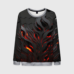 Свитшот мужской Объемное черное пламя, цвет: 3D-меланж