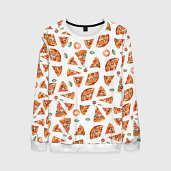 Свитшот мужской Кусочки пиццы - паттерн на белом, цвет: 3D-белый