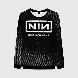 Мужской свитшот Nine Inch Nails с потертостями на темном фоне