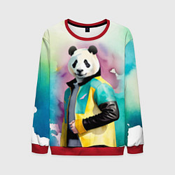 Свитшот мужской Прикольный панда в модной куртке, цвет: 3D-красный