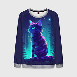 Свитшот мужской Неоновый котенок, цвет: 3D-меланж