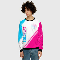 Свитшот мужской Coldplay neon gradient style: надпись, символ, цвет: 3D-черный — фото 2